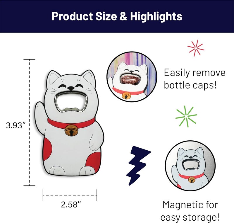 GOOFBALLS Funny Magnetic Bottle Opener – Beer Opener with Hilarious Saying – Strong Magnet for Fridge or Man Cave – Great Gag Gift for Beer Lovers, Dads, Friends - Waving Lucky Cat - Image 3